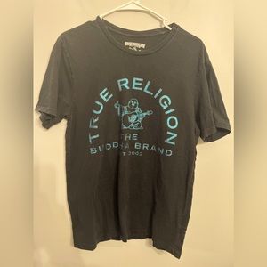 True Religion Metallic Blue‎ Budda Short Sleeve T Shirt